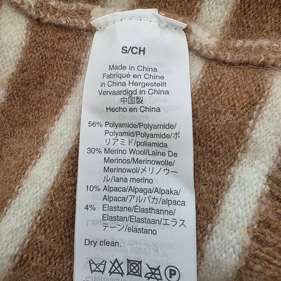 Madewell Striped Alpaca Merino Wool Cardigan Sweater Open Front Womens S Brown W - Picture 10 of 10